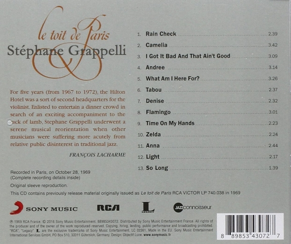 Stéphane Grappelli: Le Toit de Paris - CD Foto #2