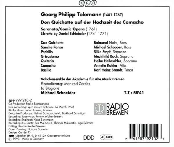 Telemann: Don Quixote - CD Foto #2
