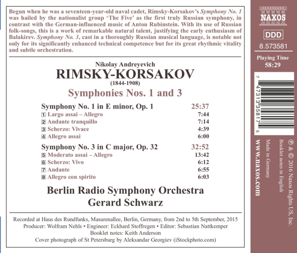 Gerard Schwarz, Radio Symphonie Orchester Berlin: Rimsky-Korsakov: Symphonies Nos. 1 And 3 - CD Foto #2