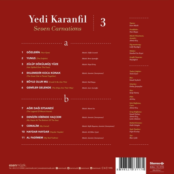 Çeşitli Sanatçılar: Yedi Karanfil 3 (Enstrümantal) - Plak Foto #2