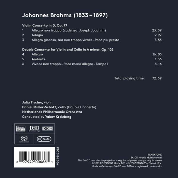 Julia Fischer, Daniel Müller-Schott, Yakov Kreizberg, Netherlands Philharmonic Orchestra: Brahms: Violin Concerto in D, Op. 77 & Double Concerto in A Minor, Op. 102 - SACD Foto #2