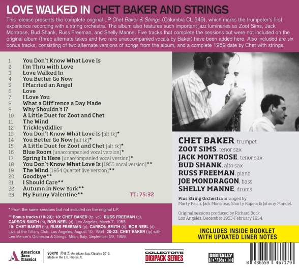 Chet Baker: Love Walked In (Chet Baker And Strings) - CD Foto #2
