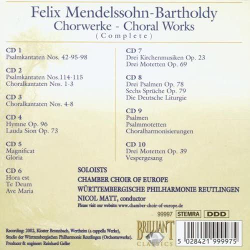 Chamber Choir Of Europe, Nicol Matt: Mendelssohn: Complete Choral Works - CD Foto #2