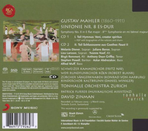 Melanie Diener, Juliane Banse, Birgit Remmert, WDR Rundfunkchor Köln, Tonhalle Orchester Zurich, David Zinman: Mahler: Symphony No. 8 - SACD Foto #2