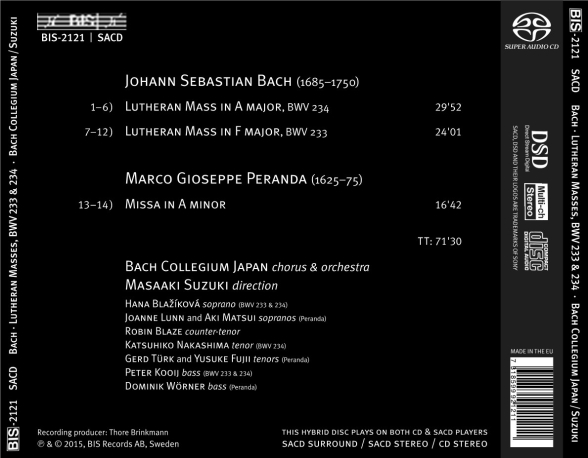 Bach Collegium Japan, Masaaki Suzuki: J.S. Bach: Lutheran Mass 2 - SACD Foto #2