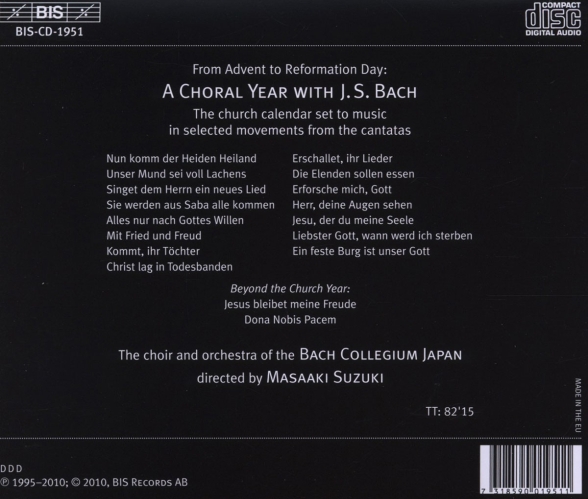 Bach Collegium Japan, Masaaki Suzuki: A Choral Year with J.S. Bach - CD Foto #2