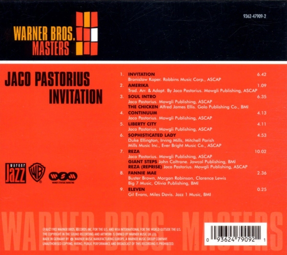 Jaco Pastorius: Invitation - CD Foto #2