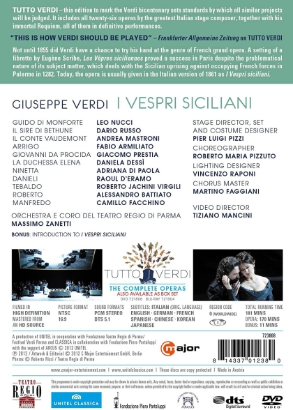 Leo Nucci, Dario Russo, Andrea Mastroni, Fabio Armiliato, Giacomo Prestia, Daniela Dessi, Orchestra del Teatro Regio diParma, Massimo Zanetti: Verdi: I Vespri Siciliani - DVD Foto #2