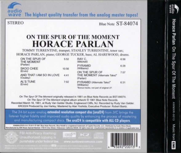 Horace Parlan: On The Spur Of The Moment - XRCD | Opus3a