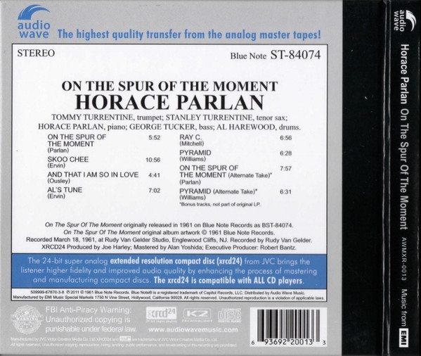 Horace Parlan: On The Spur Of The Moment - XRCD | Opus3a