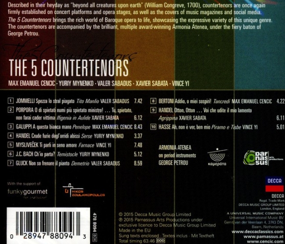 Yuri Minienko, Max Emanuel Cencic, Valer Sabadus, Vince Yi, Xavier Sabata: The 5 Countertenors - CD Foto #2