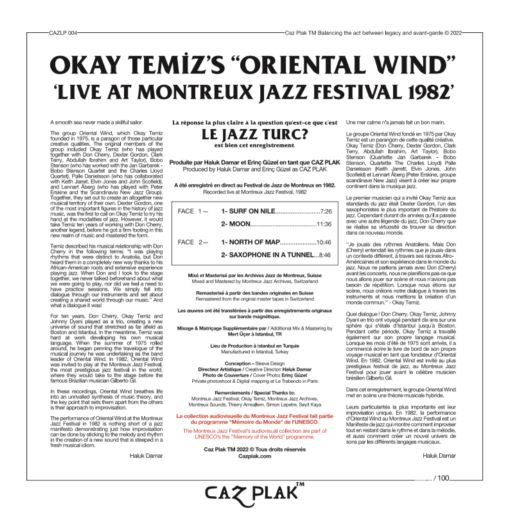 Okay Temiz, Oriental Wind: Montreux Jazz Festival 1982  (Opus3a Exclusive - 100 Adet Numaralı Box) - Plak Foto #2