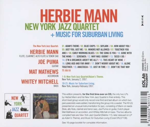Herbie Mann: New York Jazz Quartet + Music For Suburban Living - CD Foto #2