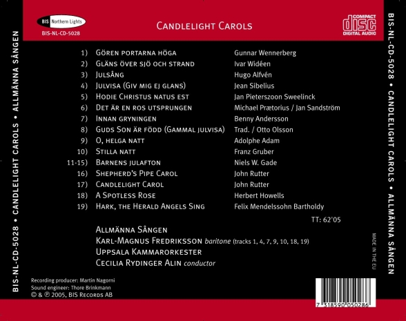 Allmänna Sången, Cecilia Rydinger Alin, Uppsala Chamber Orchestra: Christmas - Allmänna Sången - CD Foto #2