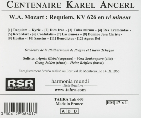 Karel Ancerl: Mozart: Requiem - CD Foto #2