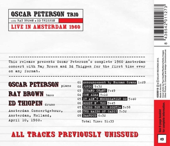 Oscar Peterson: Live In Amsterdam 1960 - CD Foto #2