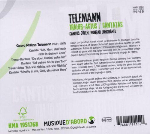 Cantus Cölln, Konrad Junghänel: Telemann: Trauer-Actus - CD Foto #2