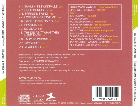 Coleman Hawkins: Jam Session in Swingville - CD Foto #2