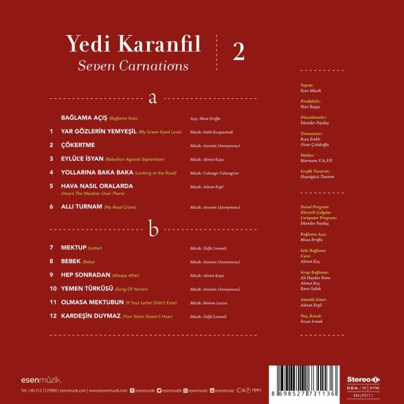 Çeşitli Sanatçılar: Yedi Karanfil 2 (Enstrumantal) - Plak Foto #2