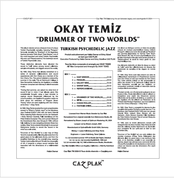 Okay Temiz: Drummer of Two Worlds  (Reissue - Avrupa Edisyonu - Islak İmzalı) - Plak Foto #2