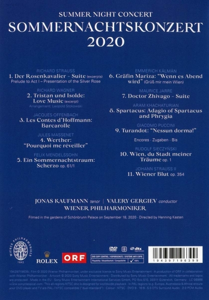 Wiener Philharmoniker, Valery Gergiev, Jonas Kaufmann: Summer Night Concert 2020 - DVD Foto #2