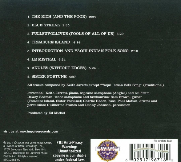Keith Jarrett: Treasure Island - CD Foto #2