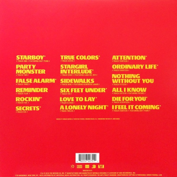 The Weeknd: Starboy (Translucent Red Vinyl) - Plak | Opus3a