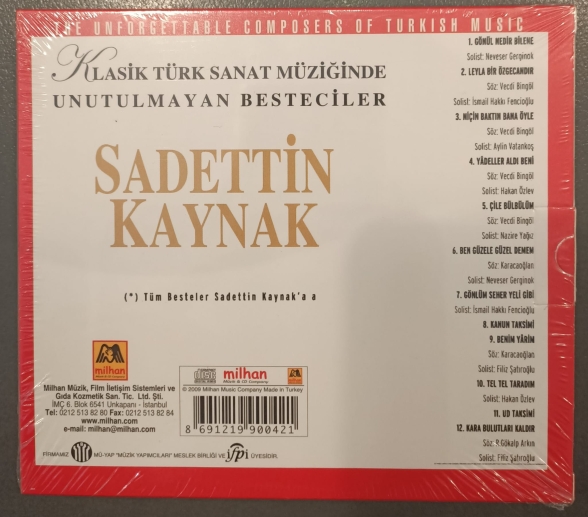 Çeşitli Sanatçılar, Sadettin Kaynak: Klasik Türk Sanat Müziğinde Unutulmayan Besteciler (Sadettin Kaynak) - CD Foto #2