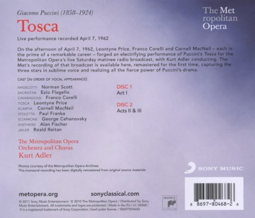 Leontyne Price, Franco Corelli, Cornell MacNeil, The Metropolitan Opera Orchestra and Chorus, Kurt Adler: Puccini: Tosca - CD Foto #2