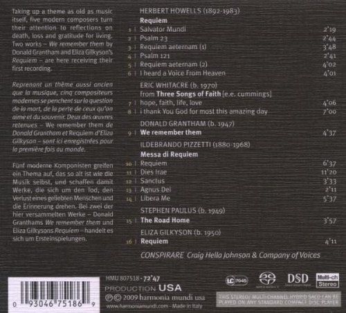 Conspirare, Craig Hella Johnson: Requiem (Howells, Whitacre, Grantham, Pizzetti, Paulus, Gilkyson) - SACD Foto #2
