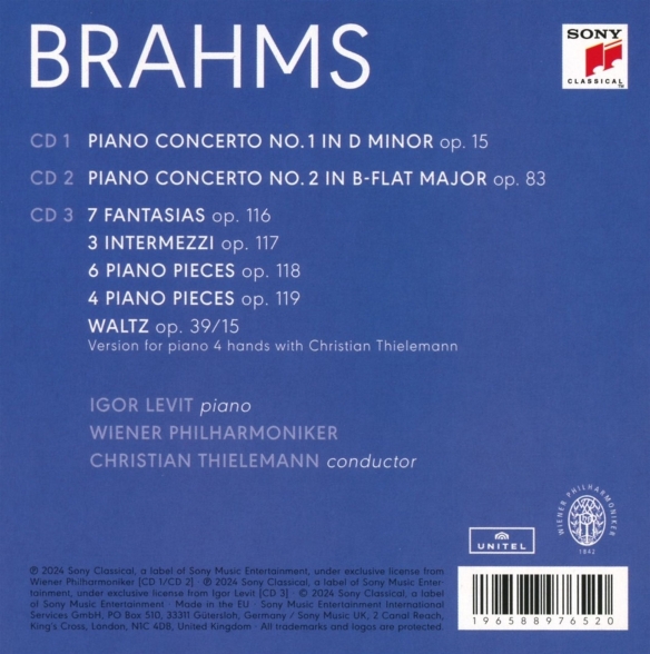 Igor Levit, Christian Thielemann, Wiener Philharmoniker: Brahms: Piano Concertos & Solo Pianos - CD Foto #2