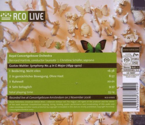 Concertgebouw Orchestra Amsterdam, Bernard Haitink, Christine Schäfer: Mahler: Symphony No. 4 - SACD Foto #2
