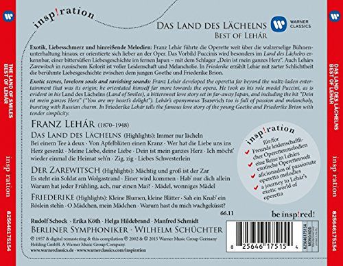 Rudolf Schock, Erika Köth, Helga Hildebrand, Manfred Schmidt, Berliner Symphoniker, Wilhelm Schüchter: Franz Lehar: Das Land des Lächelns (Best of Lehar) - CD Foto #2
