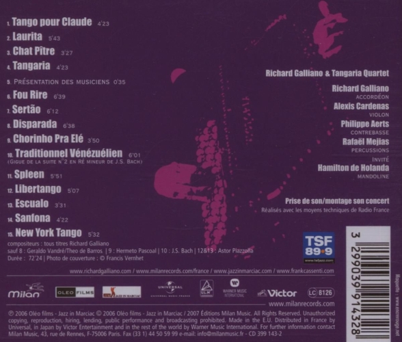 Richard Galliano, Tangaria Quartet: Live in Marciac 2006 - CD Foto #2