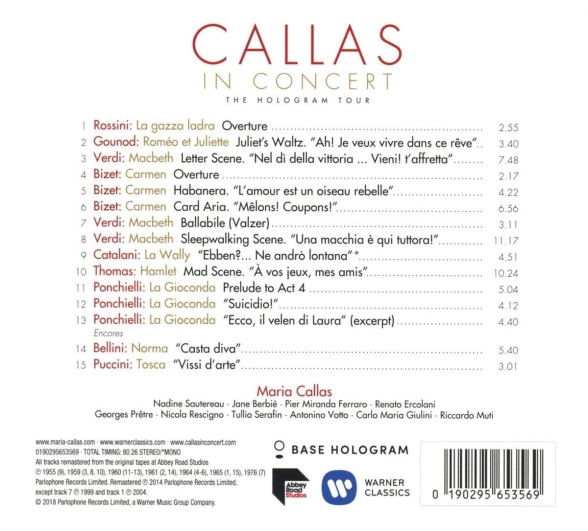 Maria Callas: Callas in Concert · The Hologram Tour - CD Foto #2
