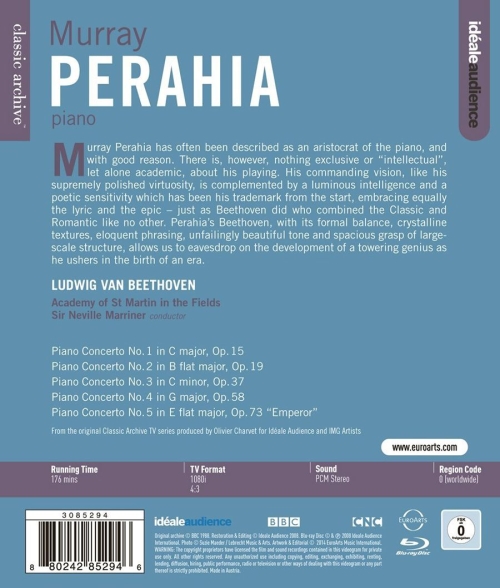 Murray Perahia, Academy of St. Martin in the Fields, Sir Neville Marriner: Murray Perahia - The Complete Beethoven Piano Concertos - BluRay Foto #2