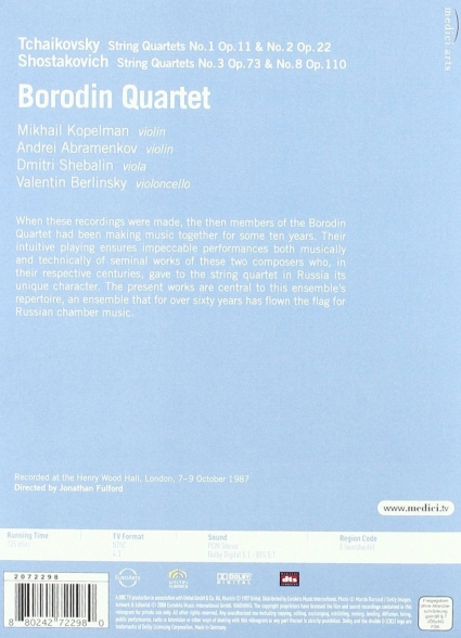 Borodin String Quartet: Tchaikovsky: String Quartets Nos. 1 & 2/ Shostakovich: String Quartets Nos. 3 & 8 - DVD Foto #2