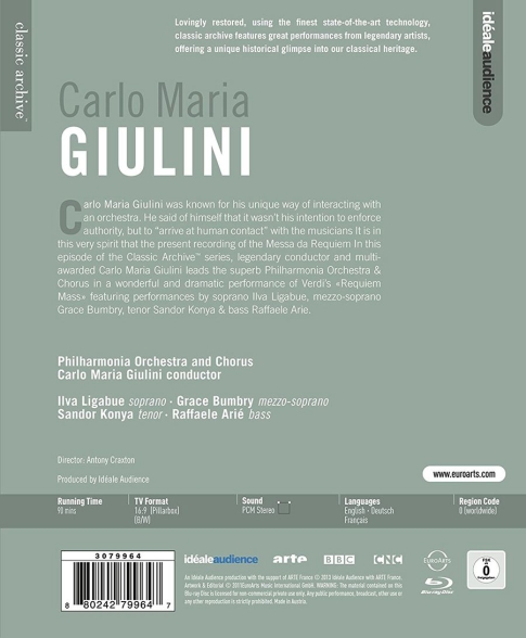 Ilva Ligabue, Grace Bumbry, Sandor Konya, Raffaele Arié, Philharmonia Orchestra, Carlo Maria Giulini: Verdi: Messa da Requiem - BluRay Foto #2