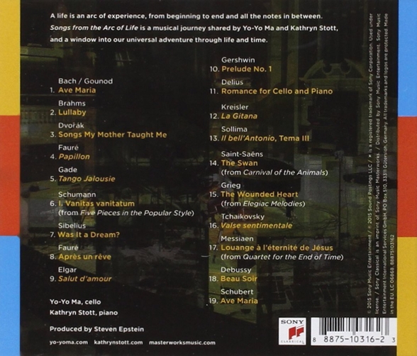Yo-Yo Ma, Kathryn Stott: Songs from the Arc of Life - CD Foto #2