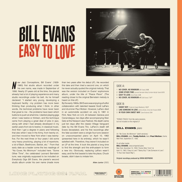 Bill Evans: Easy to Love + 1 Bonus Track (Colored Orange Vinyl) - Plak Foto #2