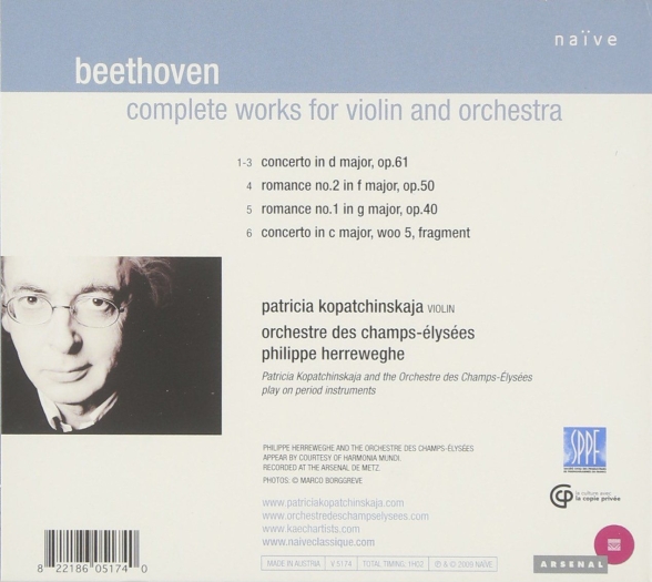 Patricia Kopatchinskaja, Orchestre des Champs-Élysées, Philippe Herreweghe: Beethoven: Complete Works for Violin & Orchestra - CD Foto #2