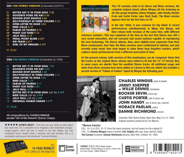 Charles Mingus: Mingus Ah Um: The Stereo & Mono Versions - CD Foto #2