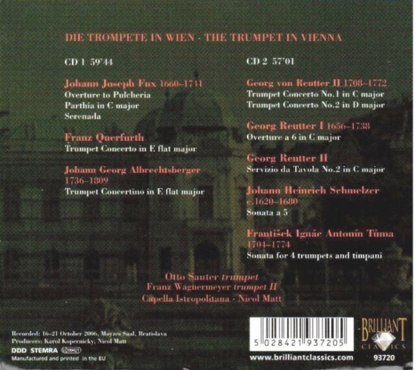 Otto Sauter, Franz Wagnermeyer, Capella Istropolitana, Nicol Matt: The Trumpet in Wien - CD Foto #2