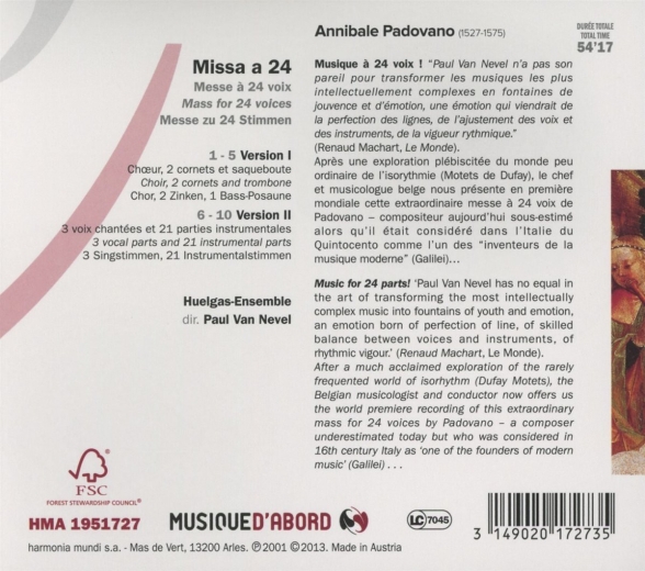 Huelgas Ensemble: Padovano: Missa a 24 - CD Foto #2
