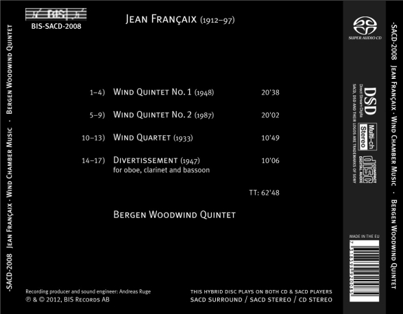 Bergen Woodwind Quintet: Françaix: Chamber Music for Winds - SACD Foto #2