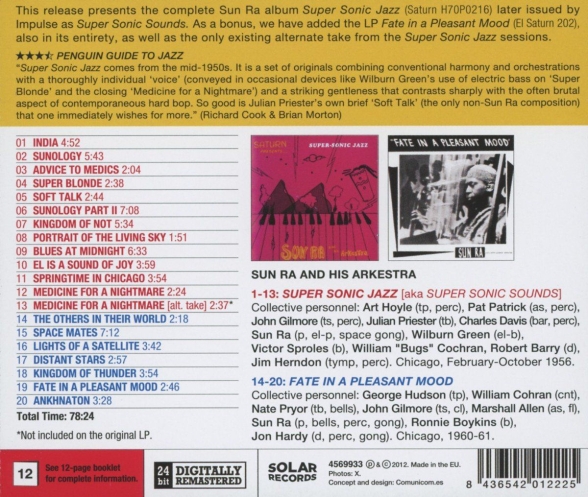 Sun Ra: Super Sonic Jazz  + Fate In A Pleasant Mood + 2 Bonus Tracks - CD Foto #2