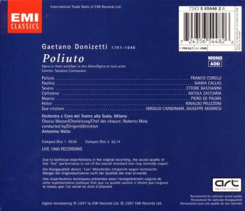 Maria Callas, Franco Corelli, Ettore Bastianini, Nicola Zaccaria, La Scala Orchestra, Antonino Votto: Donizetti: Poliuto - CD Foto #2