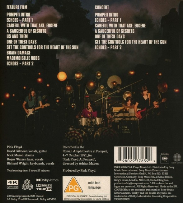 Pink Floyd at Pompeii - MCMLXXII (Ultra HD Blu-ray) - BluRay Audio Foto #2
