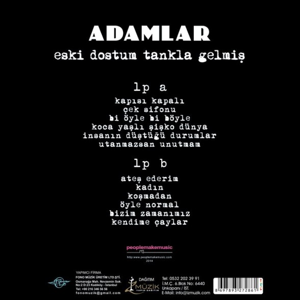 Adamlar: Eski Dostum Tankla Gelmiş (Renkli Plak) - Plak Foto #2