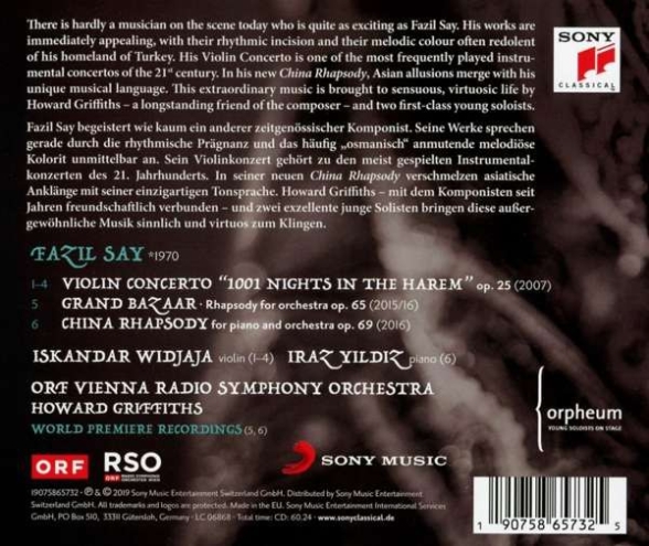 Howard Griffiths, ORF Radio-Symphonieorchester Wie: Fazıl Say: 1001 Nights in the Harem, Violin Concerto, Op. 25 - CD Foto #2